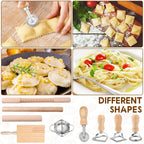 9 Piece Pasta Making Tool Set with Ravioli Stamps Rolling Pins Gnocchi Board Dough Cutter Stainless Steel