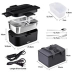 Electric Lunch Box 1.8L Portable Food Warmer 75W Leakproof for Car Truck Office with Carry Bag
