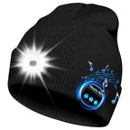 Rechargeable Bluetooth Beanie Hat with LED Light and Built in Stereo Speakers Hands Free Audio