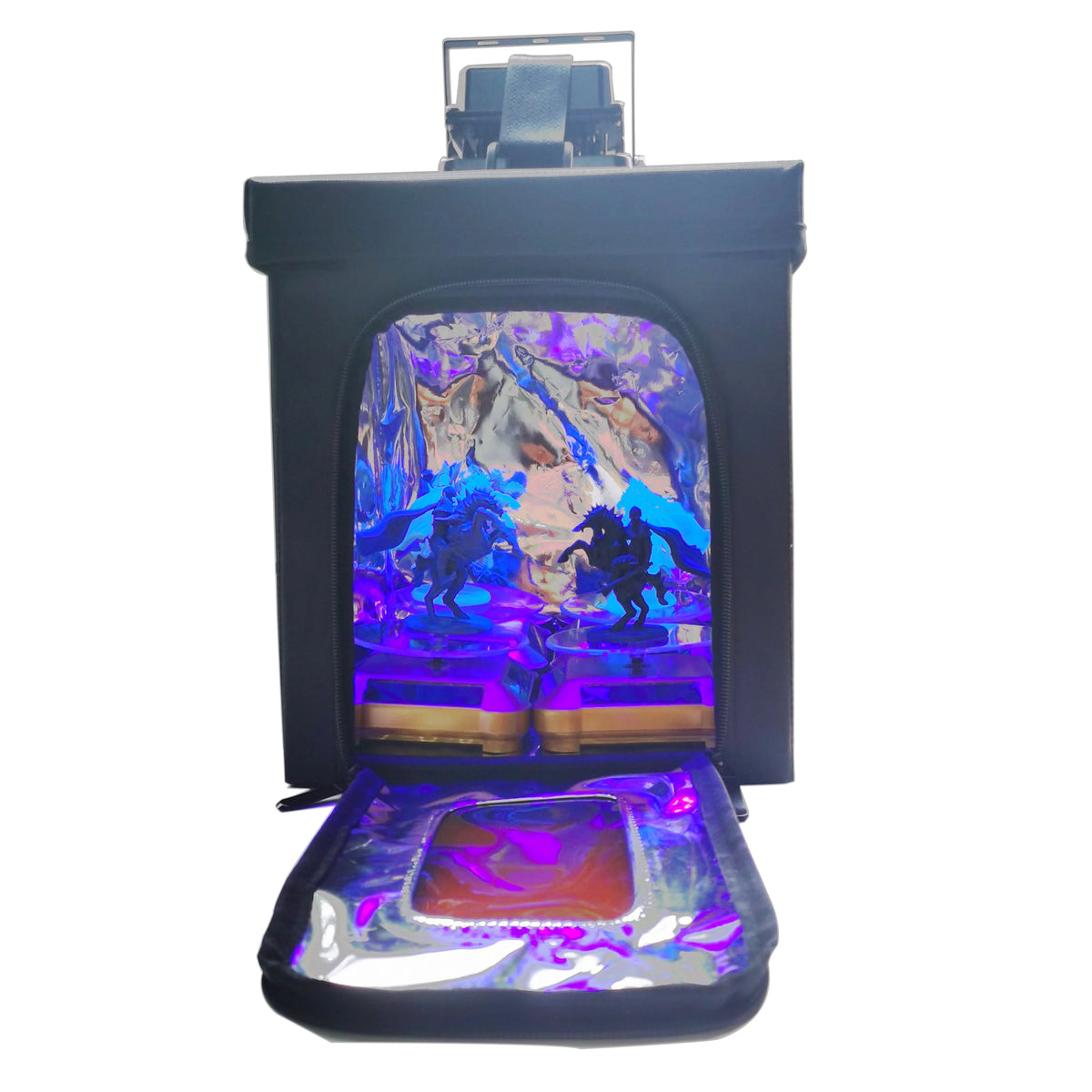 UV Resin Curing Box LED Enclosure with Reflective Interior and Rotating Turntable for 3D Prints