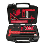 10 Pcs Woodworking Square Kit with Box, Aluminum Scribeing Ruler,Center Finder,Circular Drawing Compass,Honing Guide,Height Gauge