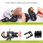 Garden Grafting Pruner Tool Set 2-in-1 Branch Cutter with Tape Replacement Blades and Rubber Bands