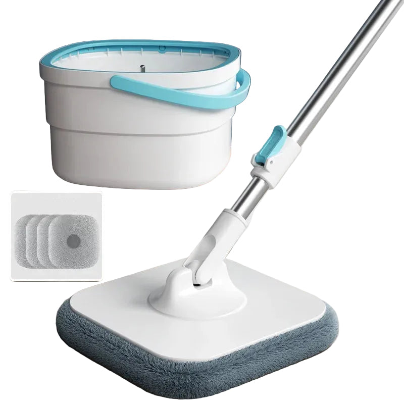 Automatic 360° Spin Mop for Floors with Stainless Tray, Telescopic Handle