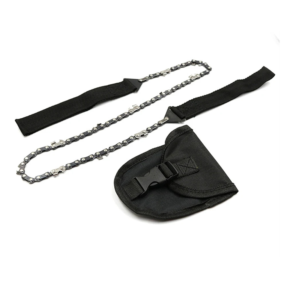 Portable Manual Pocket Saw with Steel Cutting Chain and Handles for Camping Hiking Outdoor Wood Cutting
