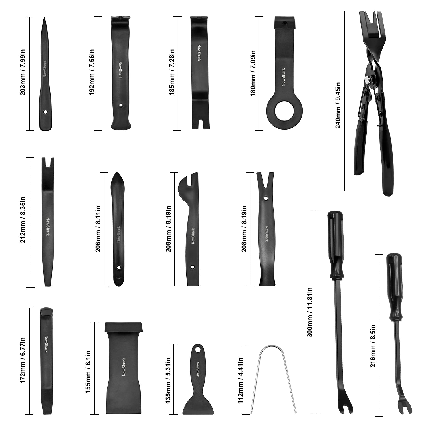 Heavy Duty Car Interior Trim Removal Tool Set with Panel Clip Pliers for Dash and Door Panels