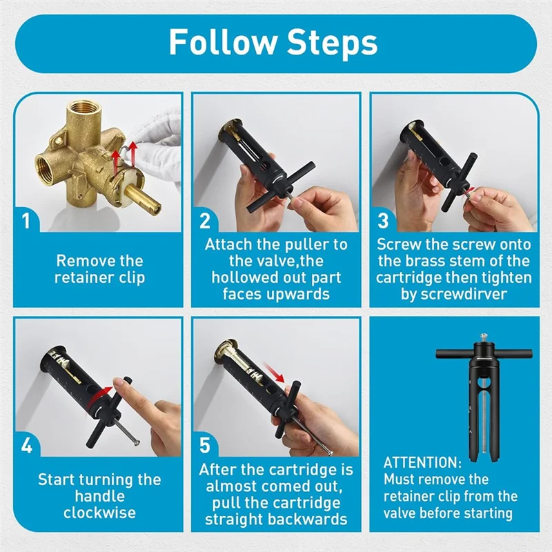 Faucet Cartridge Removal Tool for Single Handle Shower Valve Core Puller Tool