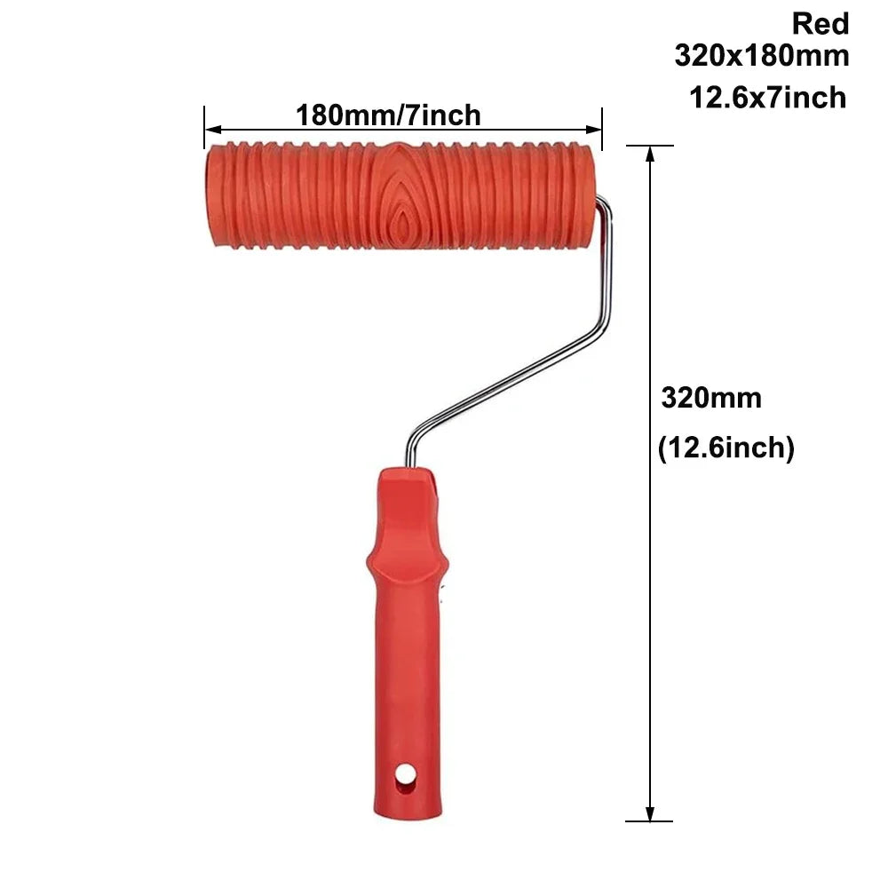Reusable Wood Grain Paint Roller with Handle Decorative Texture Tool for DIY Home Projects