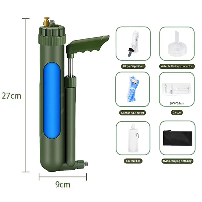High Precision Water Filter Pump 0.0001 Micron with Carry Bag Portable Outdoor Filtration Kit