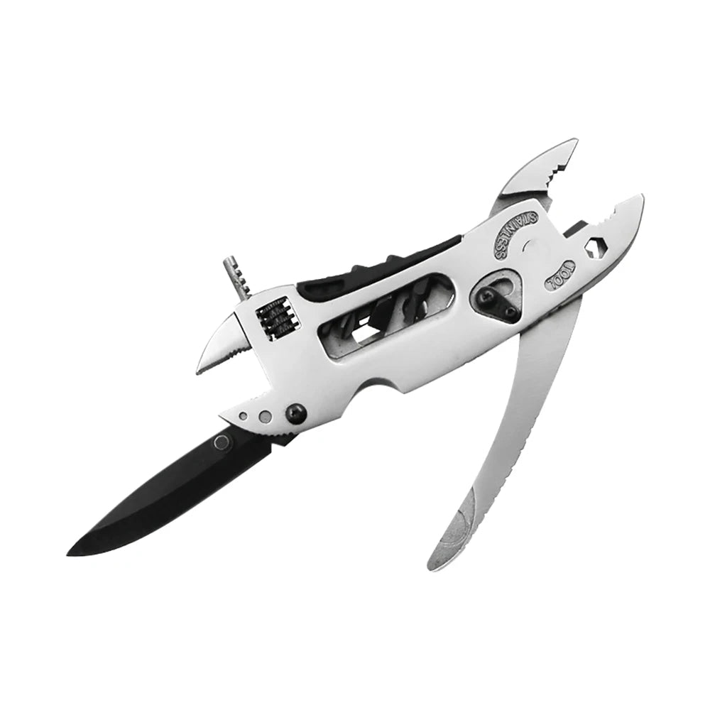 Portable Stainless Steel Multi Tool Pliers with Knife, Screwdriver and Wrench for Camping and DIY Repairs