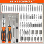68-in-1 Precision Screwdriver Set with 60 Magnetic Bits and Portable Storage Case