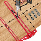 Heavy Duty Aluminum Alloy 2-in-1 Drilling Positioning Ruler with Drill Guides for Woodworking