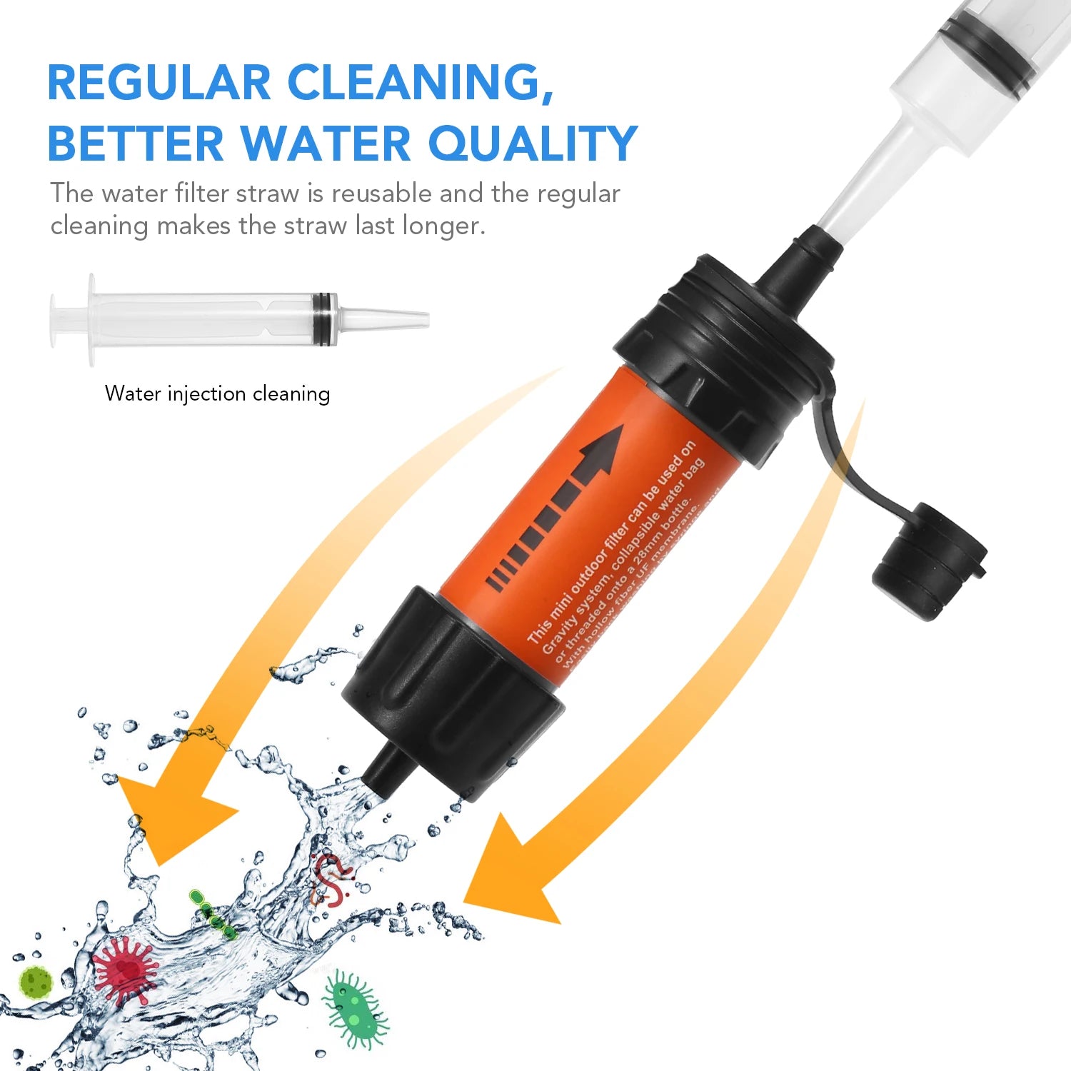 Compact Outdoor Water Filter Straw Portable Drinking Water Filtration Tool for Camping and Travel