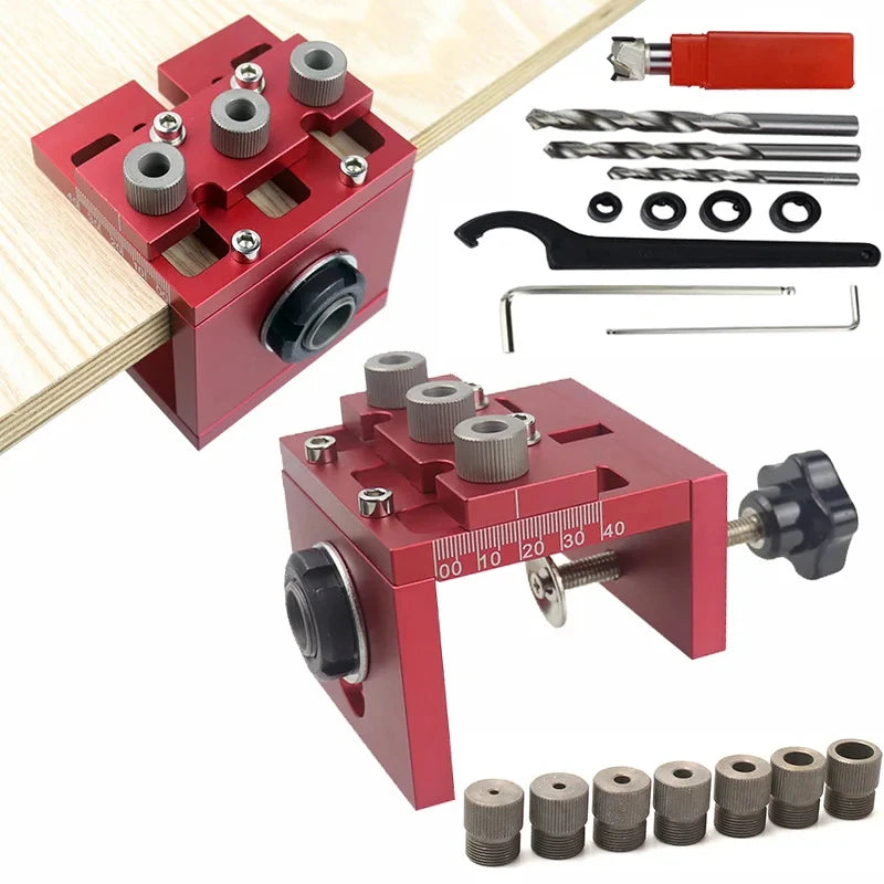 3-in-1 Dowelling Jig Wood Drill Guide Locator Clamp DIY Carpentry Aluminium Alloy