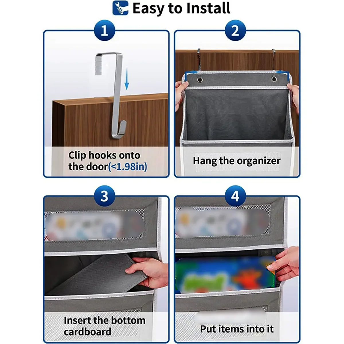 Portable 5-Layer Door Hanging Storage Organizer Wall Mounted Rack for Toys Clothes and Accessories