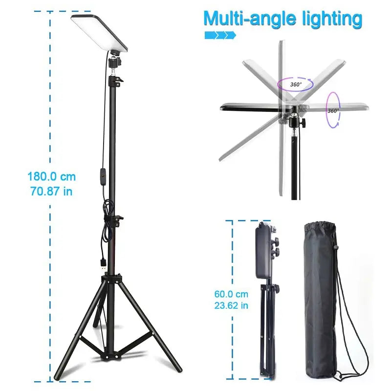 Portable Telescopic LED Tripod Light Rechargeable Outdoor Camping Work Lamp with Storage Bag