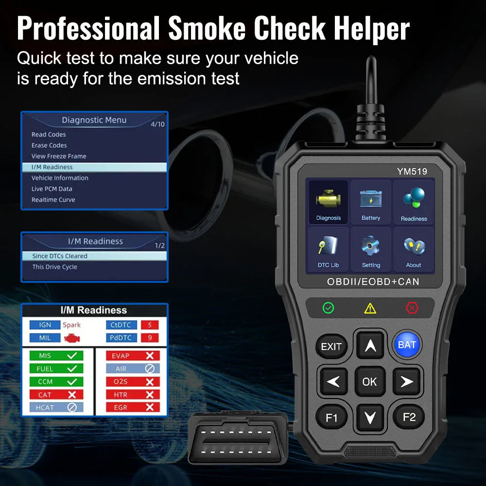 Portable OBD2 Scanner Code Reader with Battery Voltage Test Car Diagnostic Tool