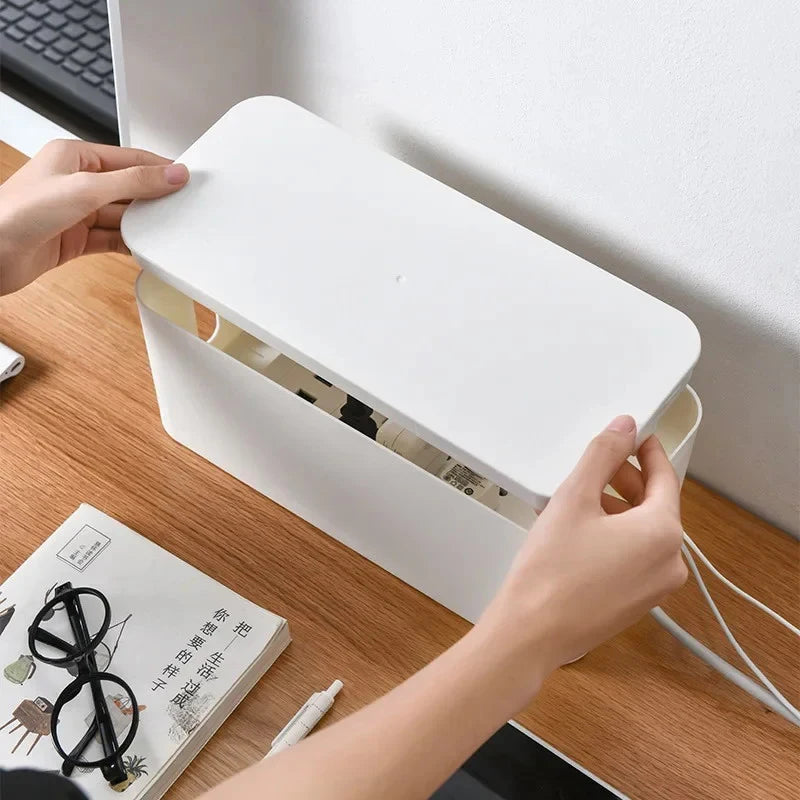 Cable Management Storage Box 32.1cm Plastic Power Board Organizer for Home and Office