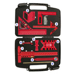 10 Pcs Woodworking Square Kit with Box, Aluminum Scribeing Ruler,Center Finder,Circular Drawing Compass,Honing Guide,Height Gauge