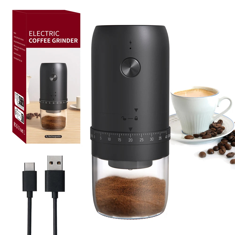 Portable Rechargeable Coffee Grinder with 40 Adjustable Grind Settings Ceramic Burr Type-C Charging