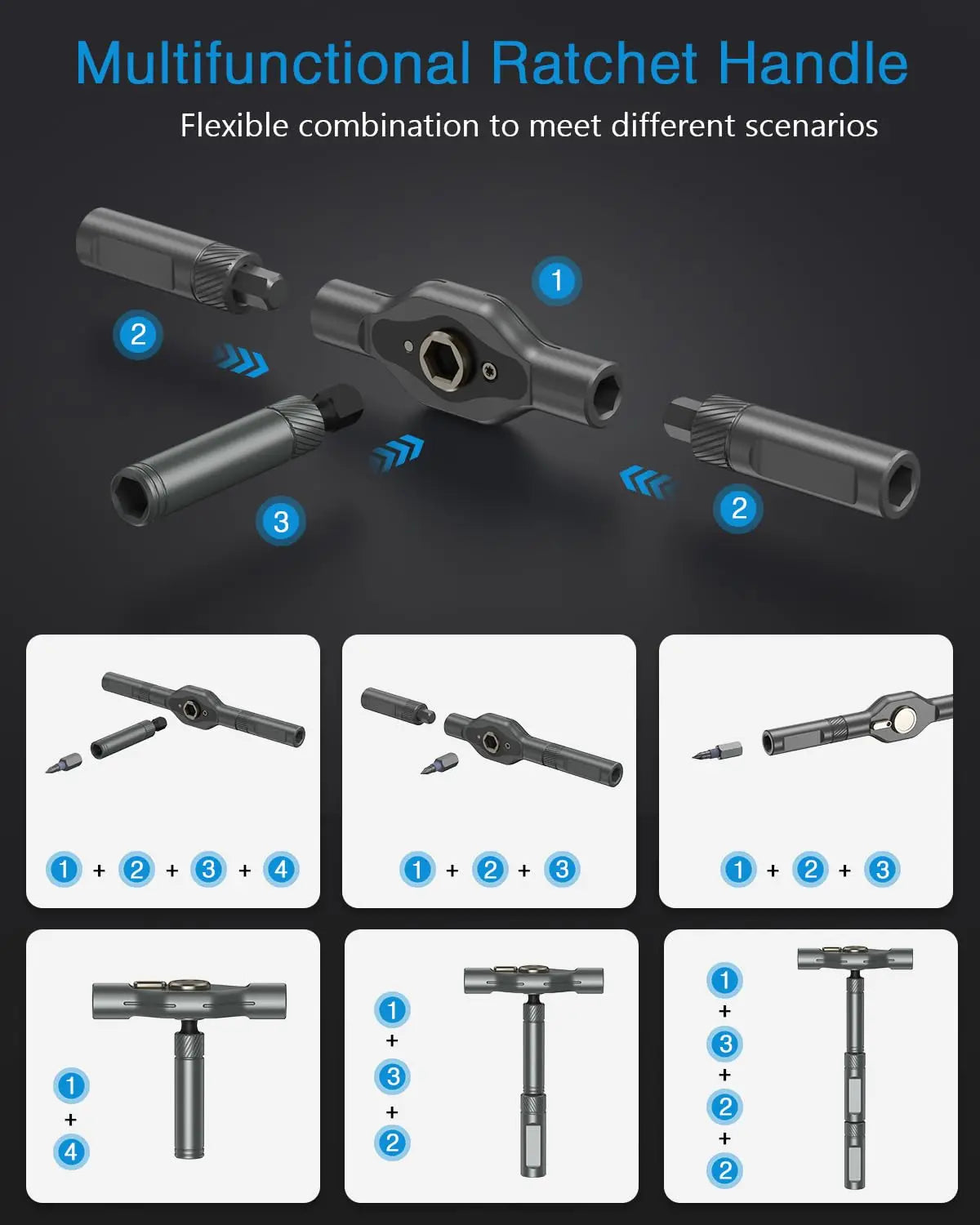 Portable 66-in-1 Ratchet Screwdriver Tool Kit with T-Handle & 40 Bits for Electronics, Bicycle & Home Use