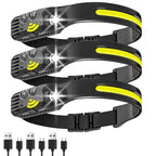 USB Rechargeable LED COB Sensor Headlamp White Light Head Torch Work Lamp Outdoor Waterproof Camping Fishing Lantern Headlight