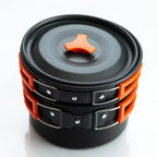 Portable Camping Cookware Set Aluminum Nonstick Pots and Pan with Kettle for Outdoor Cooking
