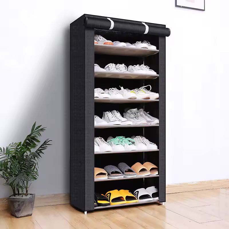 Multi Layer Shoe Rack with Cover 8 Tier Space Saving Shoe Storage Cabinet