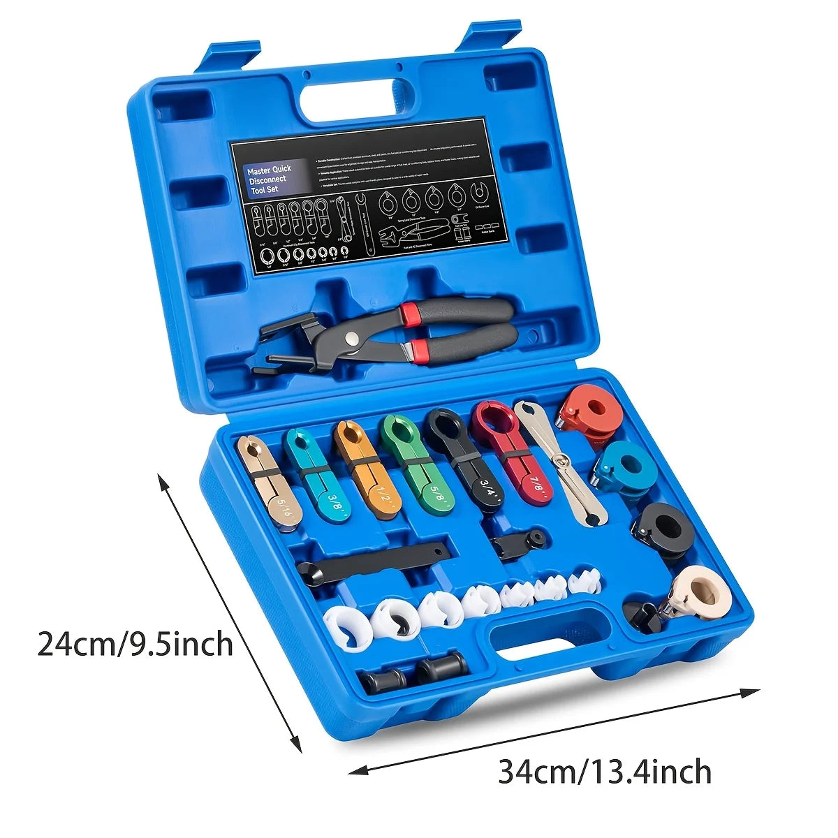 26-Piece Quick Disconnect Tool Set with Fuel and AC Line Pliers for Vehicle Maintenance
