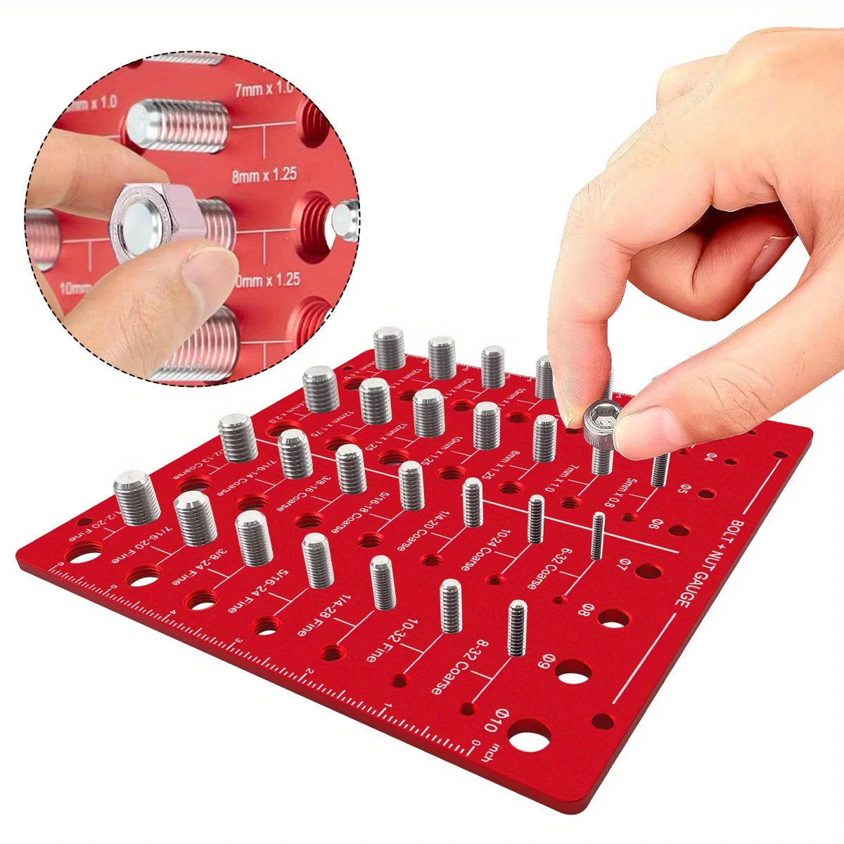 Nut Bolt Thread Checker Tool 28 Size Metric Imperial Aluminum Alloy Thread Identification Gauge