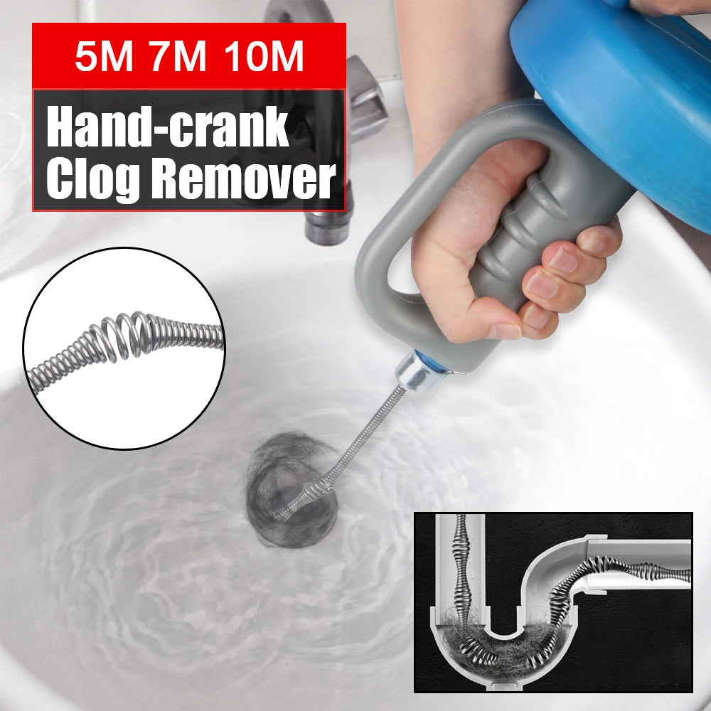 Extendable Handheld Toilet Sink Drain Unblocker 5/7/10 Meters Sewer Pipe Plunger Dredge Bathroom Kitchen Cleaning Tools