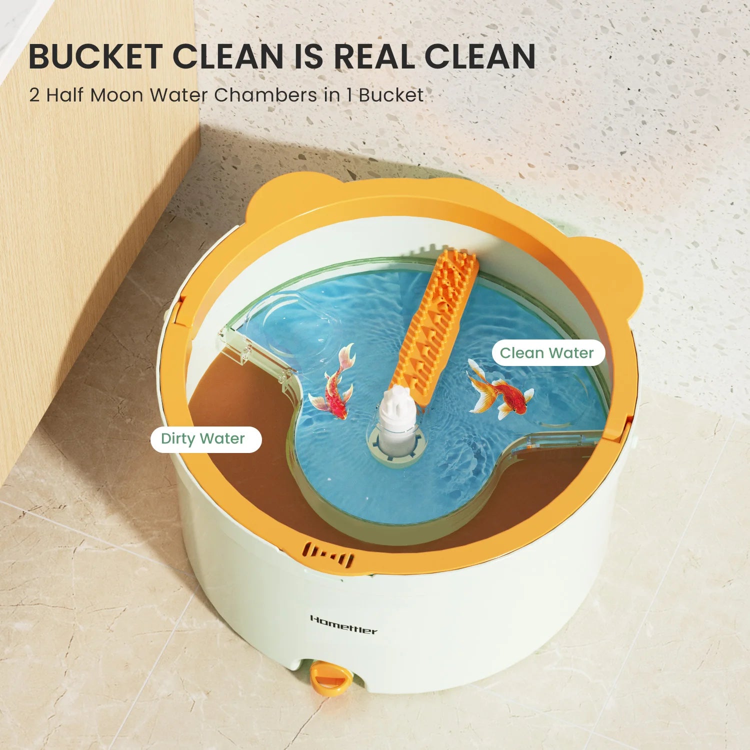 Smart 3-in-1 Spin Mop with Water Separation and Telescopic Handle