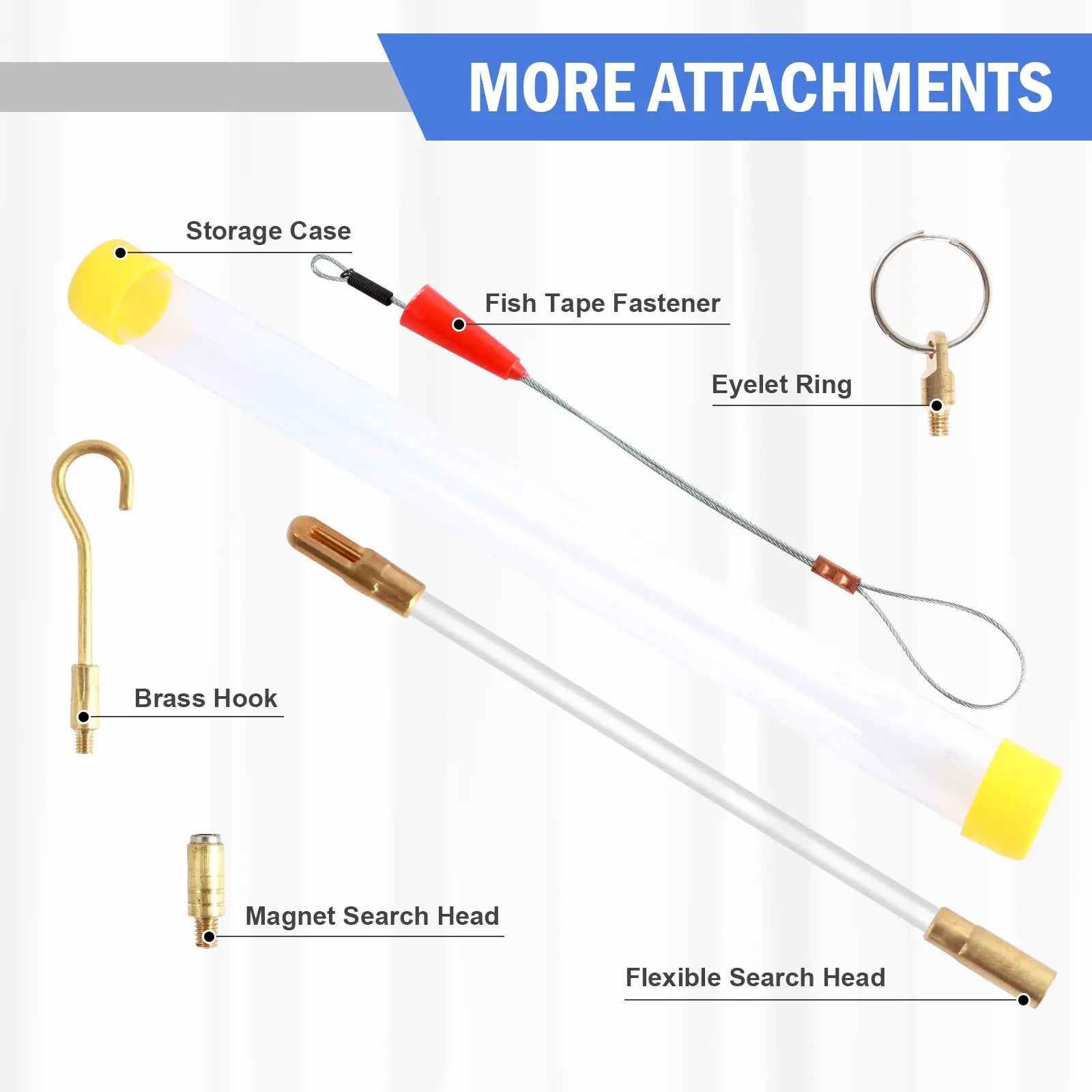 Fiberglass Wire Puller Rod Kit 21 Piece 43cm Cable Routing Tool Set for Wall Ceiling Electrical Installation