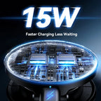 Portable Magnetic Car Phone Mount with 15W Wireless Charging and 360° Adjustable Rotation