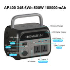 Portable 500W Backup Power Station with AC Outlets USB Ports and LED Display for Camping Travel