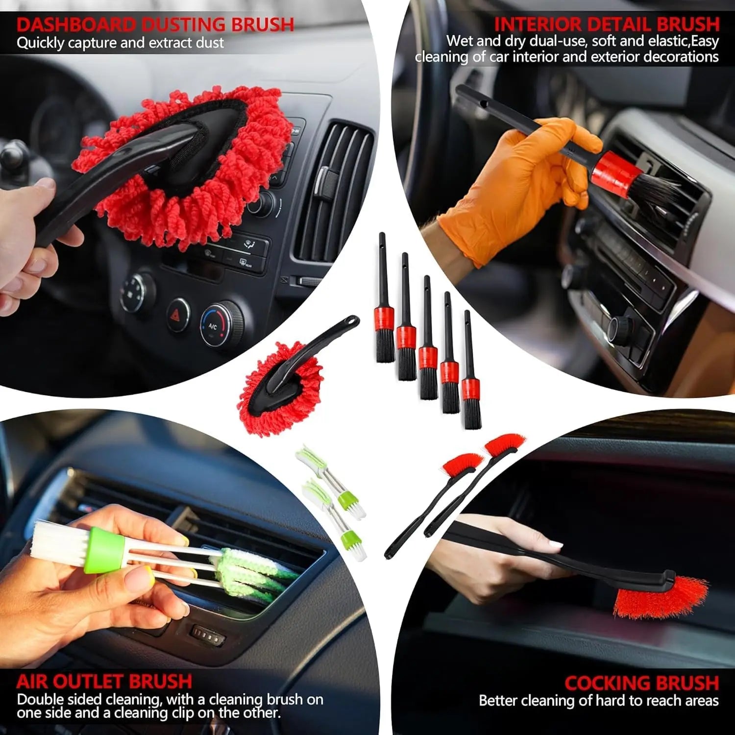 35 Piece Car Cleaning and Detailing Kit with Drill Brush Set, Tire Brushes and Tool Storage Box