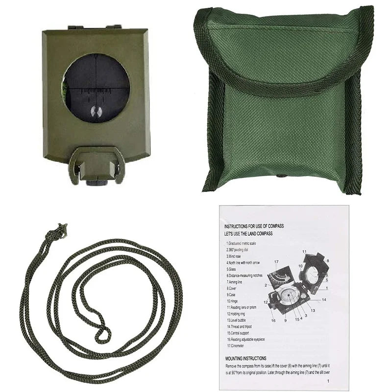 Waterproof Metal Compass with Noctilucent Display Portable Outdoor Navigation Tool for Hiking