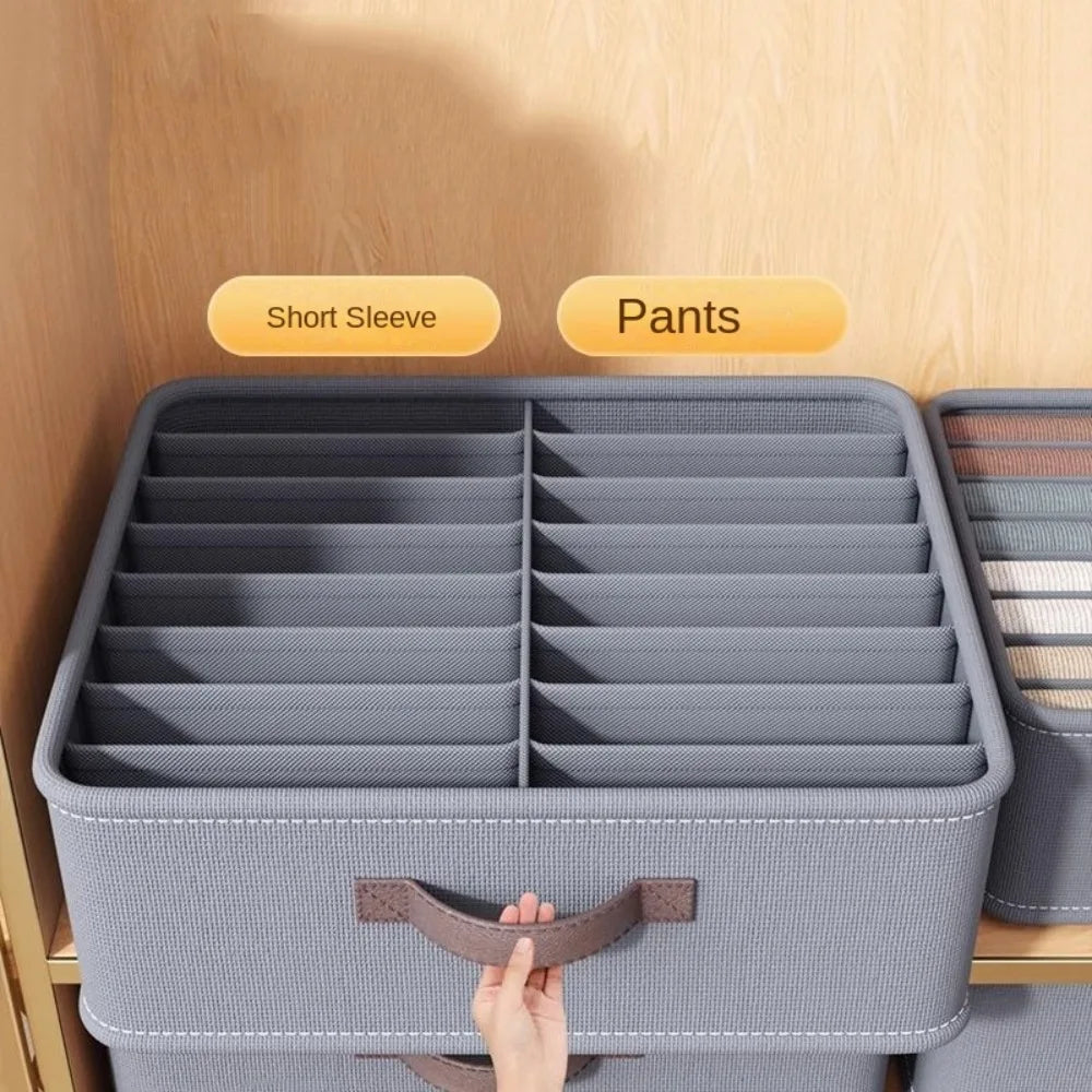 Foldable Wardrobe Clothes Storage Organizer Box with Compartments for Jeans Pants T-Shirts Sweaters Drawer Storage