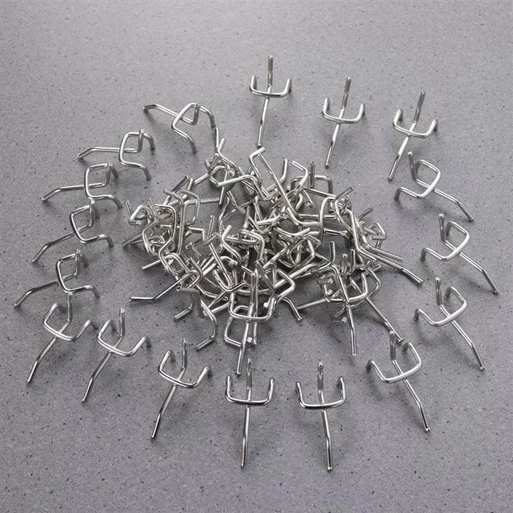 Heavy Duty 100 Piece Pegboard Hook Kit 3.3mm Carbon Steel Tool Storage Hangers for Garage and Workshop