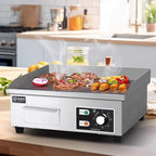 Electric Teppanyaki Grill Plate 2500W Stainless Steel Adjustable Flat Grill 45cm x 30cm