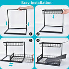 Under Sink Organizer 2 Tier Pull Out Cabinet Storage Shelf Metal Slide Out Kitchen and Bathroom Organizer
