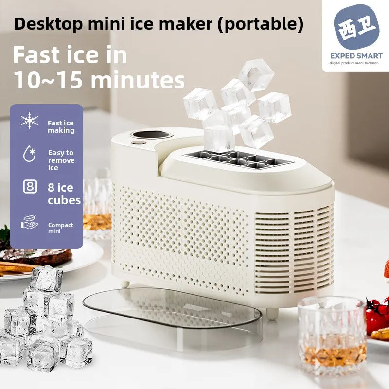 Portable Countertop Ice Maker Machine 120W Fast Freezing 8 Cubes Per Cycle for Home Office Camping