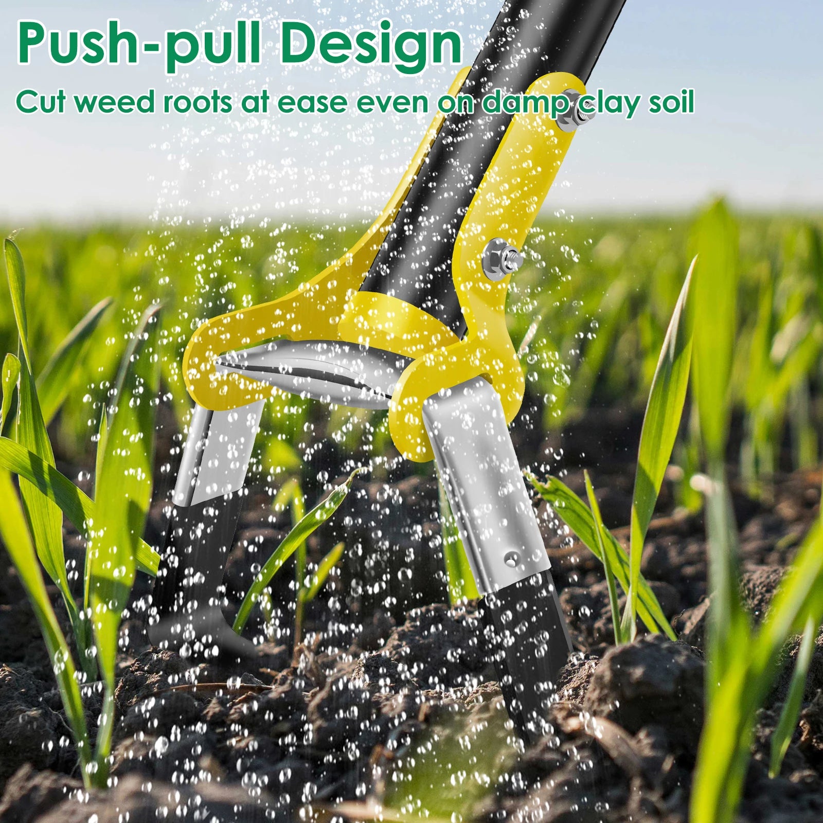 Stainless Steel Stirrup Garden Hoe with Long Handle Push Pull Weeding Tool for Garden Lawn Yard