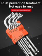 9-Piece Torx Star Wrench Set L-Shape Dual End Allen Key Spanner Kit for Automotive Bicycle Repair