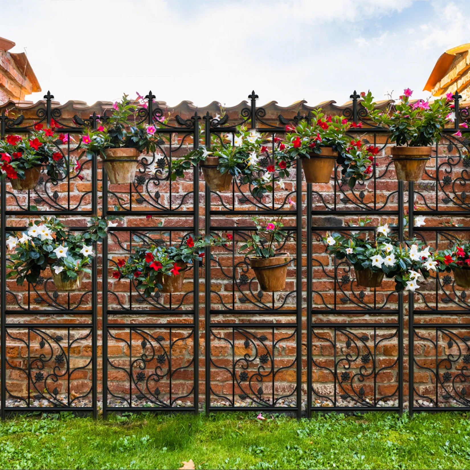 Metal Garden Trellis Plant Climbing Support Fence Panels for Vegetables Flowers and Vines (2 Pack)