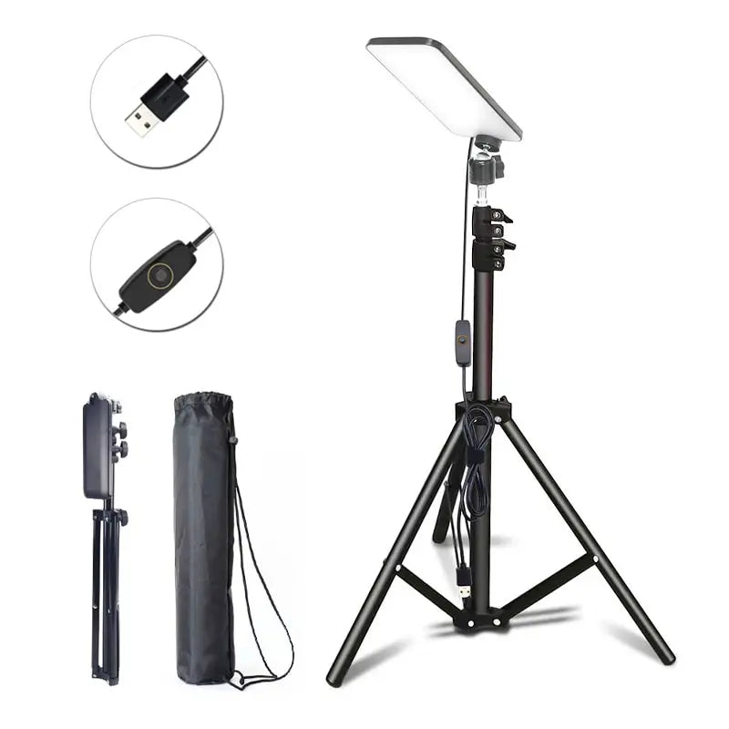 Portable Telescopic LED Tripod Light Rechargeable Outdoor Camping Work Lamp with Storage Bag