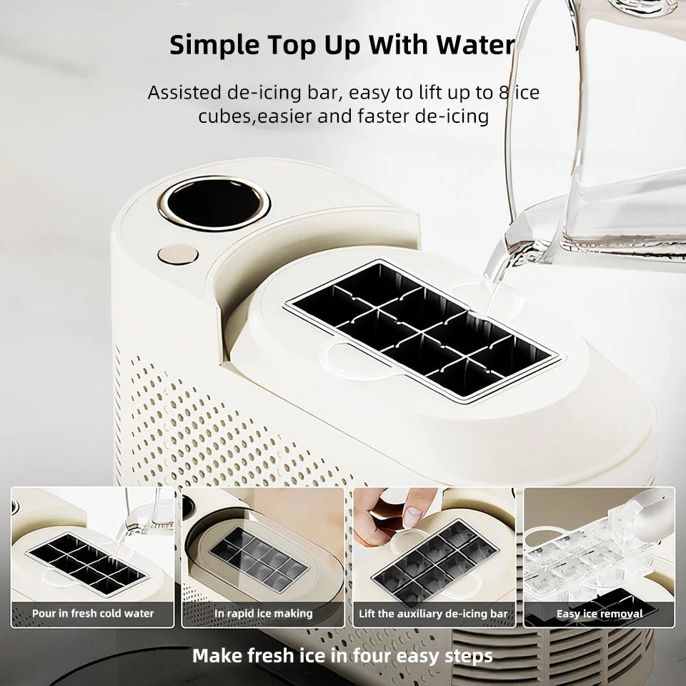 Portable Countertop Ice Maker Machine 120W Fast Freezing 8 Cubes Per Cycle for Home Office Camping