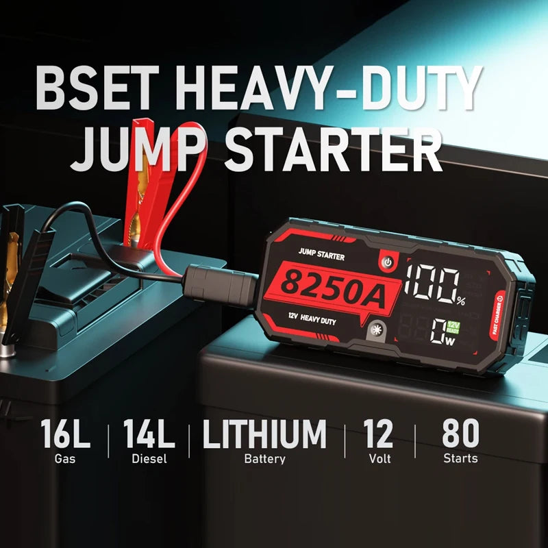 Heavy Duty Portable 12V Car Jump Starter 32000mAh Booster with PD65W Fast Charging and SOS Light