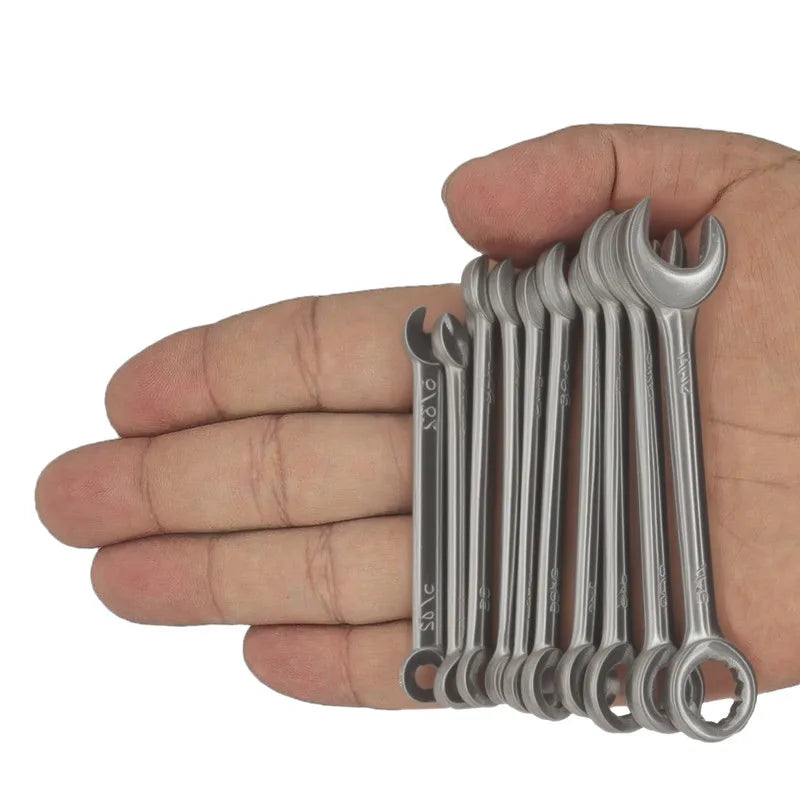 10PCS Mini Spanner Combination Wrench Set with Storage Bag – Metric & SAE Lightweight Hand Tool Kit