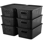 6 Pack Portable Plastic Storage Baskets Hollow Side Organizer Boxes for Home Kitchen Sundries