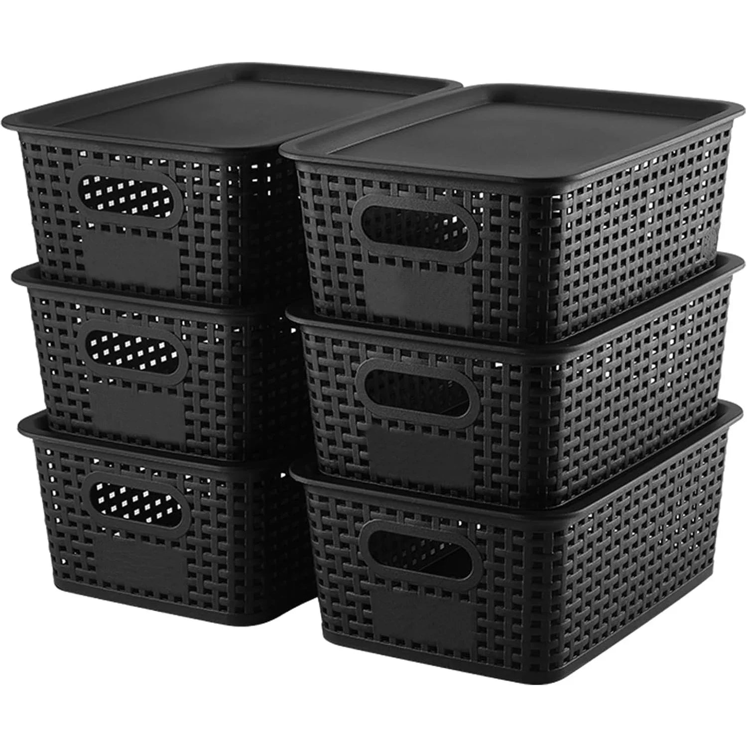 6 Pack Portable Plastic Storage Baskets Hollow Side Organizer Boxes for Home Kitchen Sundries